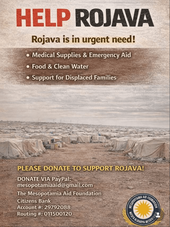 Help Rojava — urgent need poster.